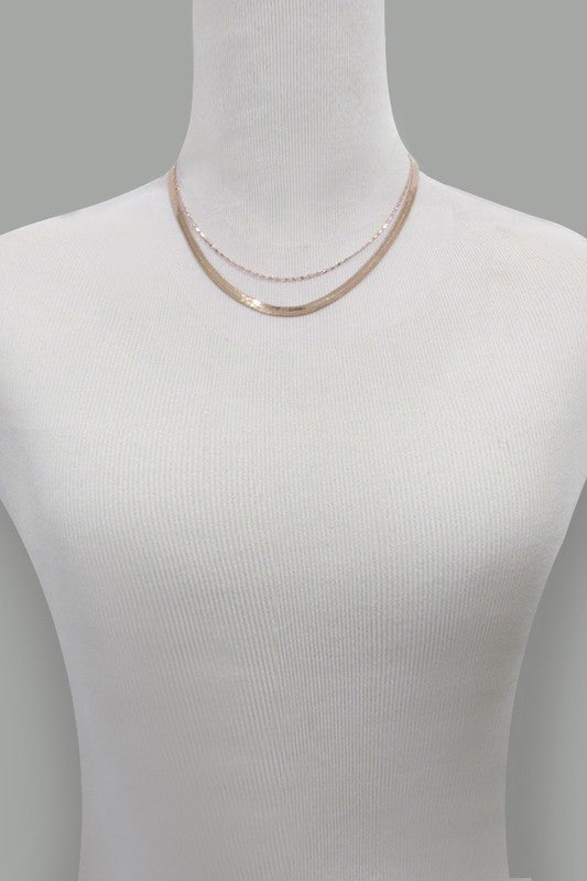 DOUBLE SNAKE AND LARGO CHAIN NECKLACE (gold)
