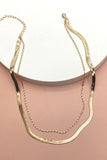 DOUBLE SNAKE AND LARGO CHAIN NECKLACE (gold)