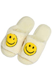 Happy Face fuzzy slippers (white)