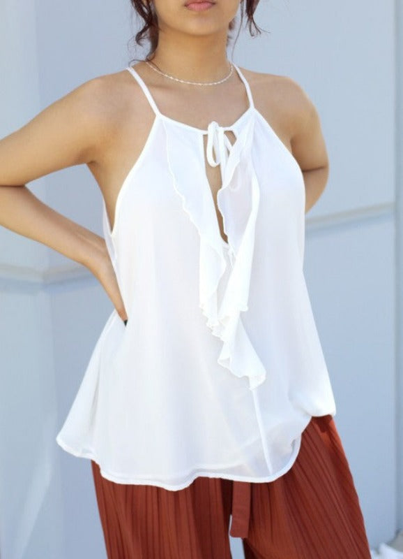 Palo Verdes chiffon flowy tank (ivory)