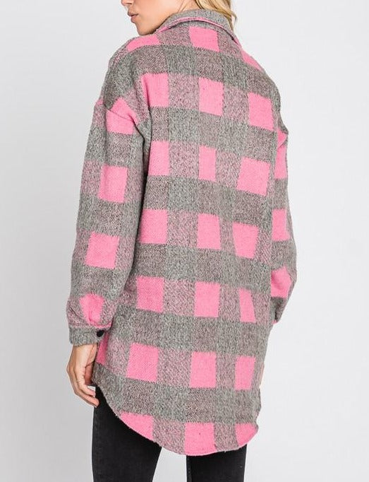 Dax ultra soft flannel shacket (pink/gray)