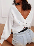 New Chapters twist back chunky sweater (white)