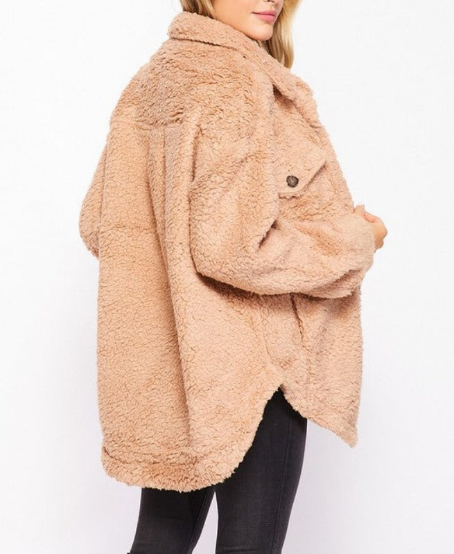 Savannah brushed fleece shacket (camel)