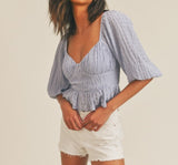 Audrey Peplum Smocked Top