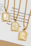 Brass double sided initial ID tag pendant necklace (gold_