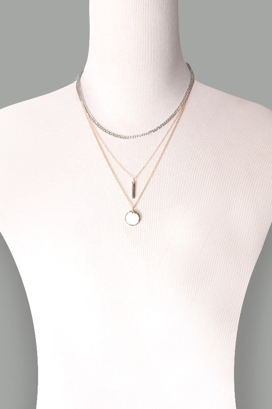 Multi Layer Bar/Coin mixed Necklace (gold/silver)