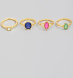 Assorted Four Piece Crystal Ring Set (gold)