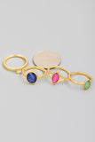Assorted Four Piece Crystal Ring Set (gold)