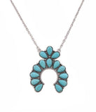 Metal western pendant necklace set (turquoise)