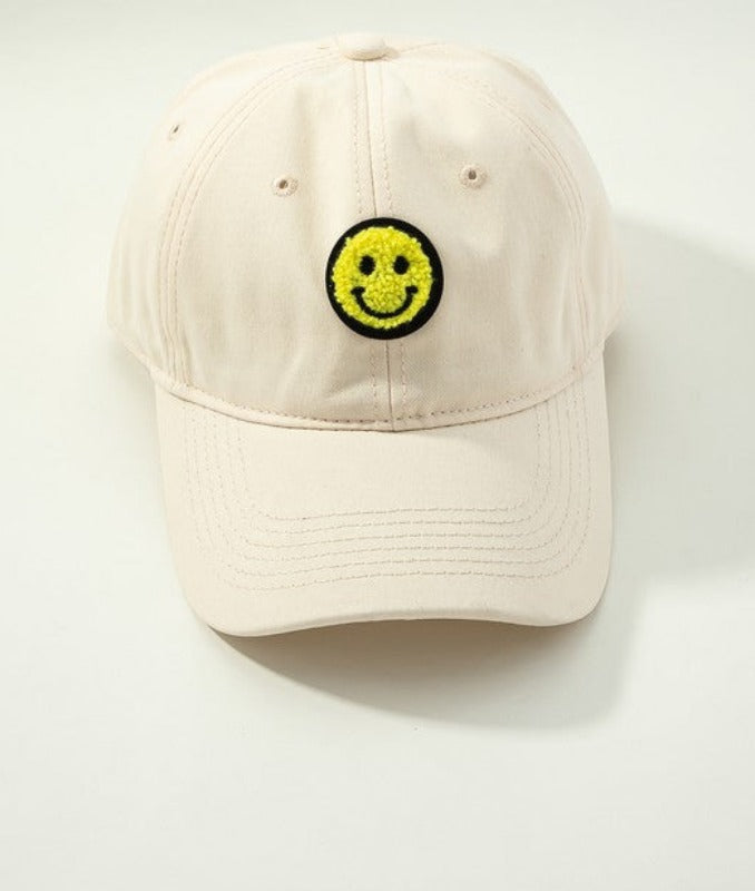 Smiley face baseball Cap (cream)