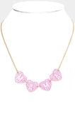 MAMA Message Glittered Heart Link Necklace (pink glitter)