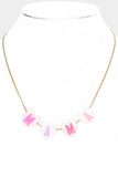 MAMA Message Glittered Heart Link Necklace (clear pink)