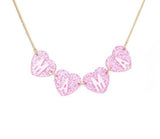 MAMA Message Glittered Heart Link Necklace (pink glitter)