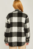 Corbin soft brushed plaid fleece shacket (black)