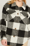 Corbin soft brushed plaid fleece shacket (black)
