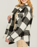Corbin soft brushed plaid fleece shacket (black)