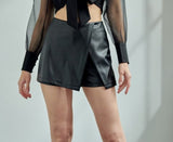 Reckless vegan leather skort (black)