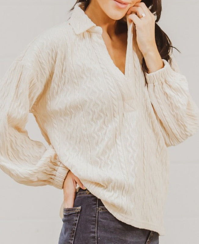 Summer Sunset ribbed pullover (oatmeal cream)