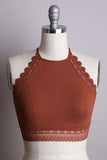 Lola High Neck Crochet Lace Trim Bralette (rust)