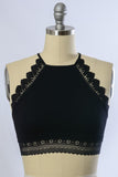 Lola High Neck Crochet Lace Trim Bralette (black)