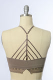 Lola High Neck Crochet Lace Trim Bralette (mocha)