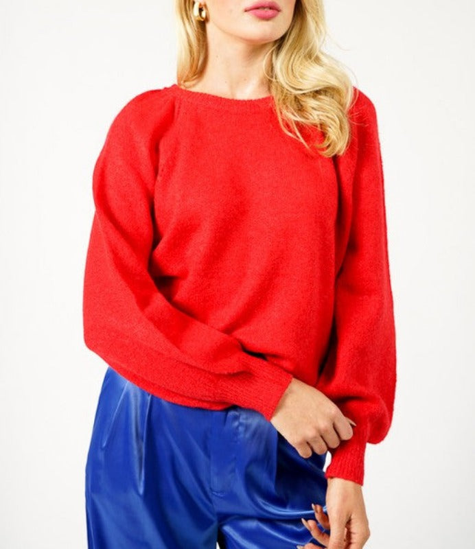 Whisperridge soft balloon sleeve sweater (red)