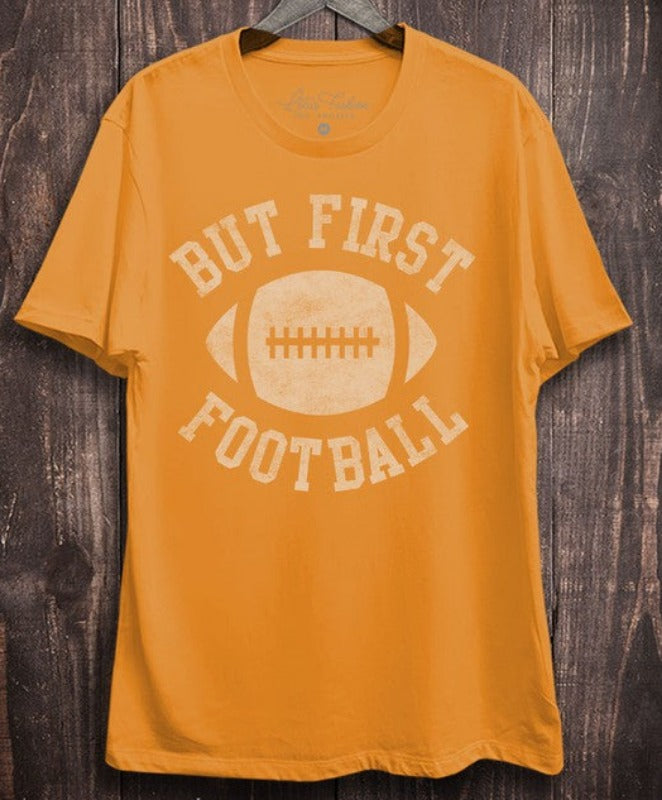 But First Football Graphic Tee (mustard)
