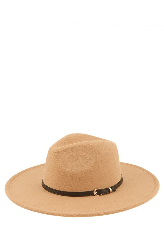 Fedora Wide Brimmed Rancher w/ buckle (Camel)