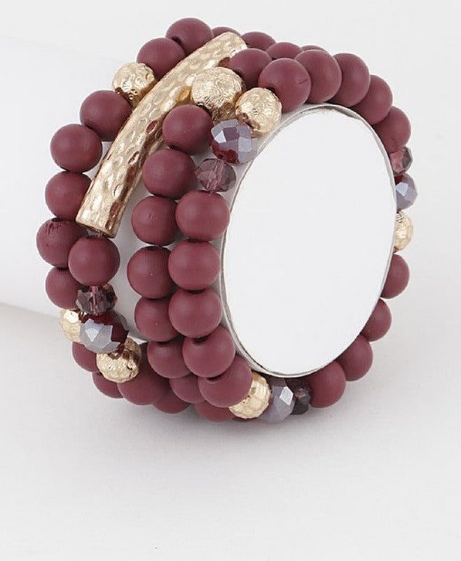 Multi Clay Bead Bracelet (wine)