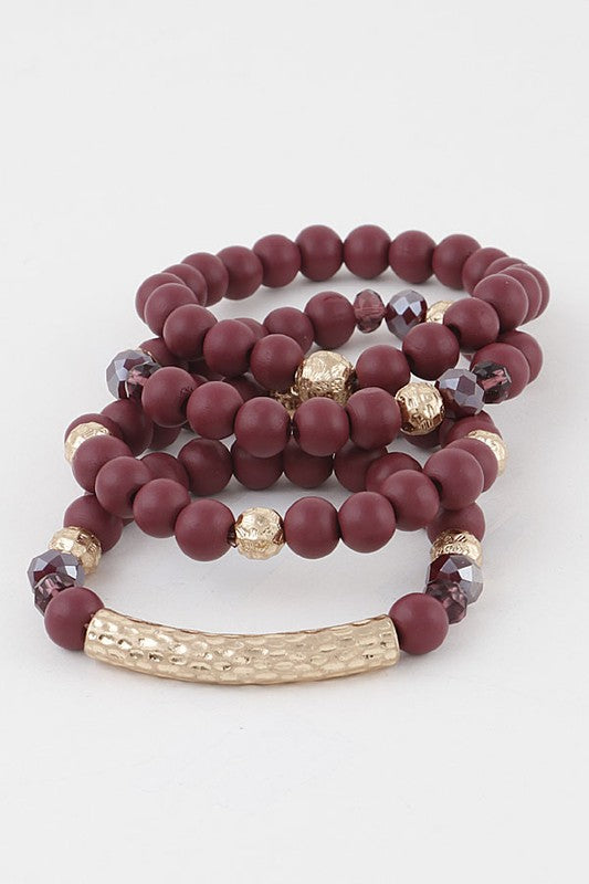 Multi Clay Bead Bracelet (wine)