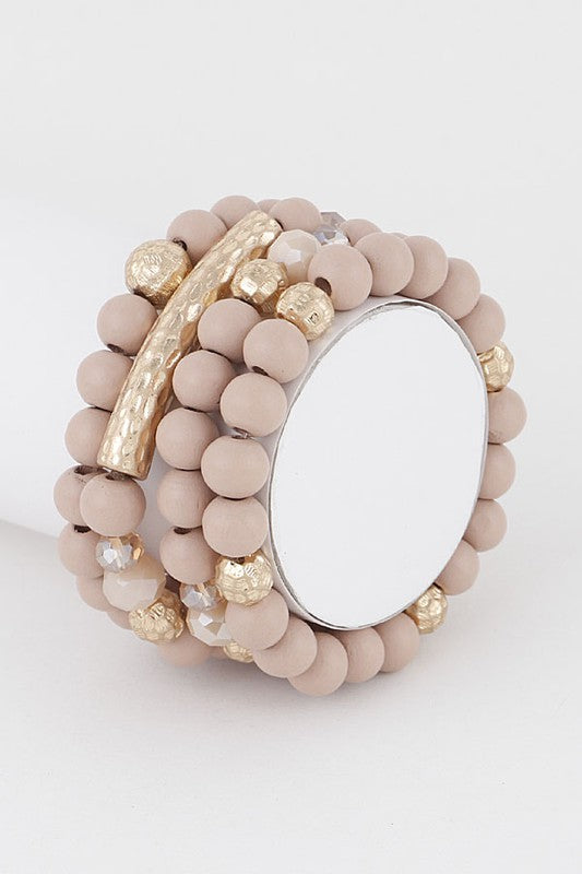Multi Clay Bead Bracelet (light pink)
