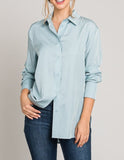 Terra Classic Satin Blouse (dusty blue)