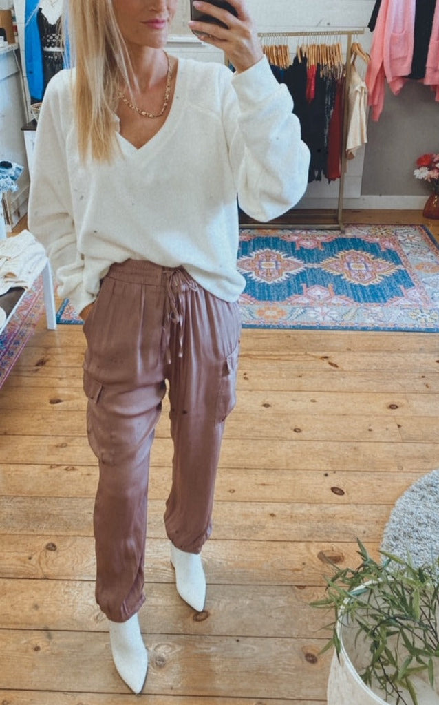 Cabo satin jogger (dusty mauve)
