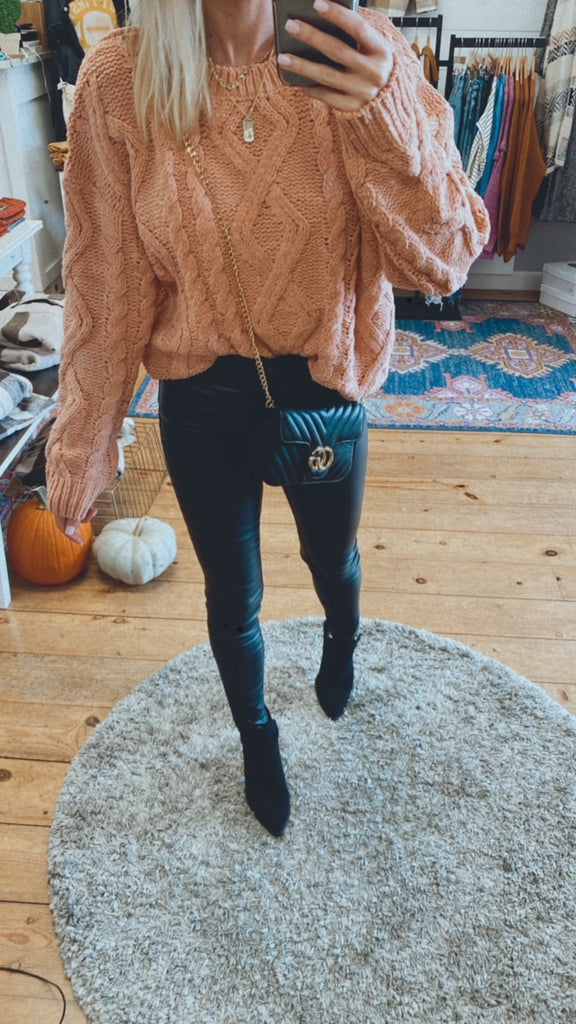 Faith ultra soft cable knit sweater (blush)