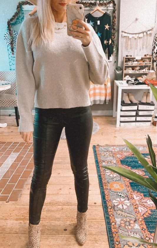 Level Up ultra soft mock neck sweater (oatmeal almond) - Mint Boutique