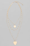 Dainty Heart+charm pendant necklace (gold)