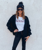 Finch pom sleeve chunky cardigan (black)