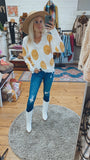 Happy v neck smiley sweater (ivory)
