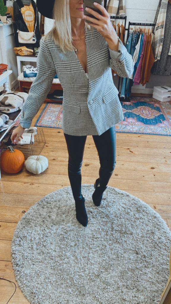 River plaid blazer (grey)