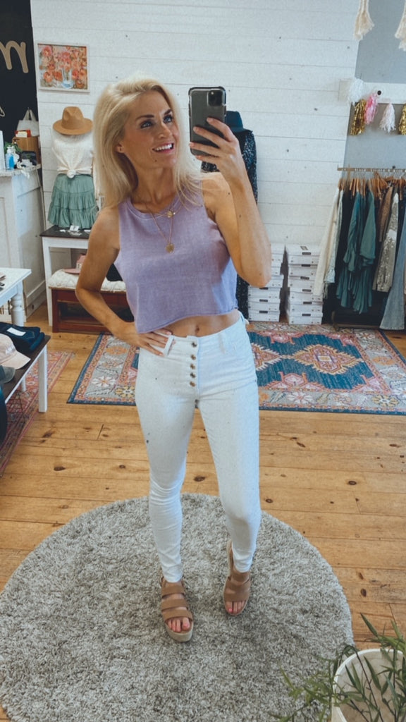 Blank Paige muscle crop tank (purple)