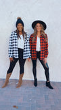 Cullen fleece lined flannel shacket (red/black)
