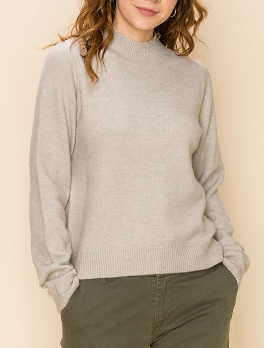 Level Up ultra soft mock neck sweater (oatmeal almond) - Mint Boutique