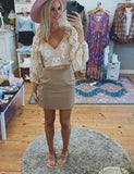 Kristen pinch pleat pencil skirt (beige)