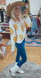 Happy v neck smiley sweater (ivory)