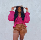 Romy ruffle front sweater (magenta berry)