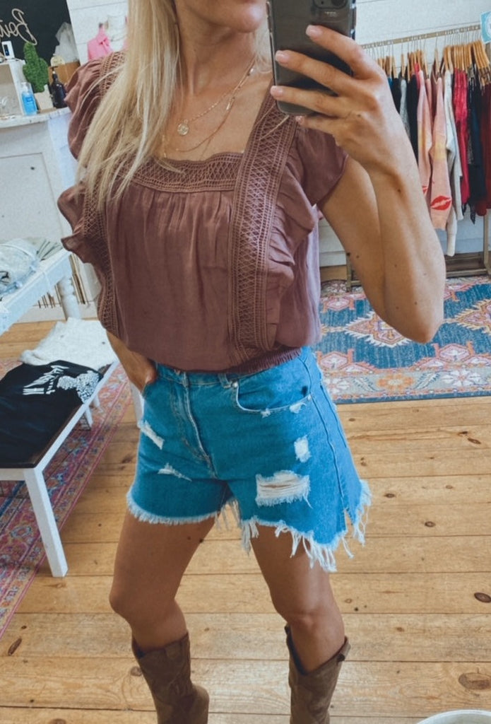 Violet Boxy Neckline Resort Top (purple mauve)