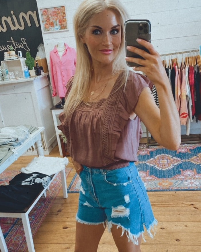 Violet Boxy Neckline Resort Top (purple mauve)