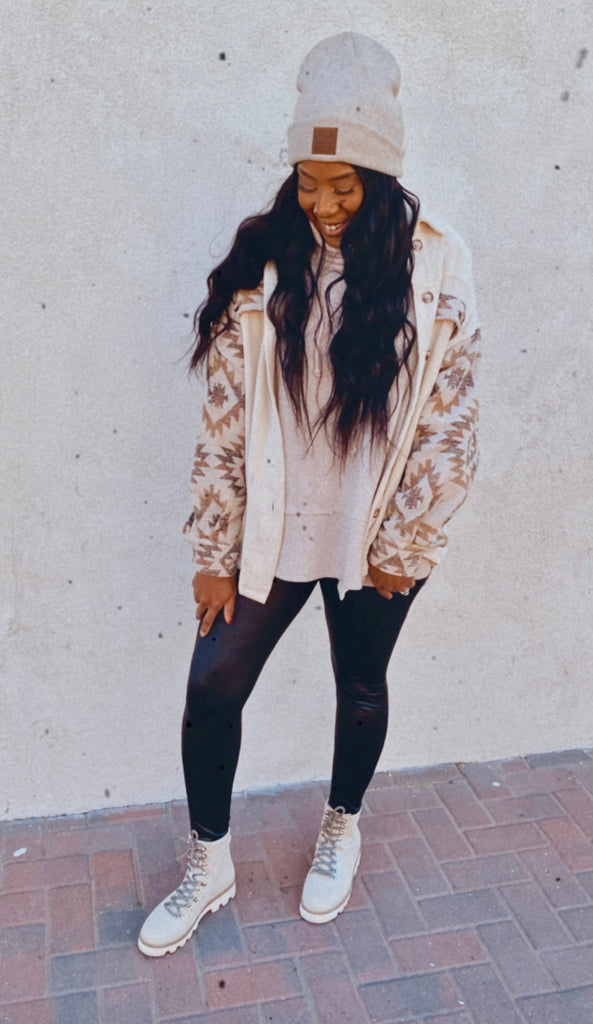 Yuma Corduroy Aztec Shacket (beige cream)