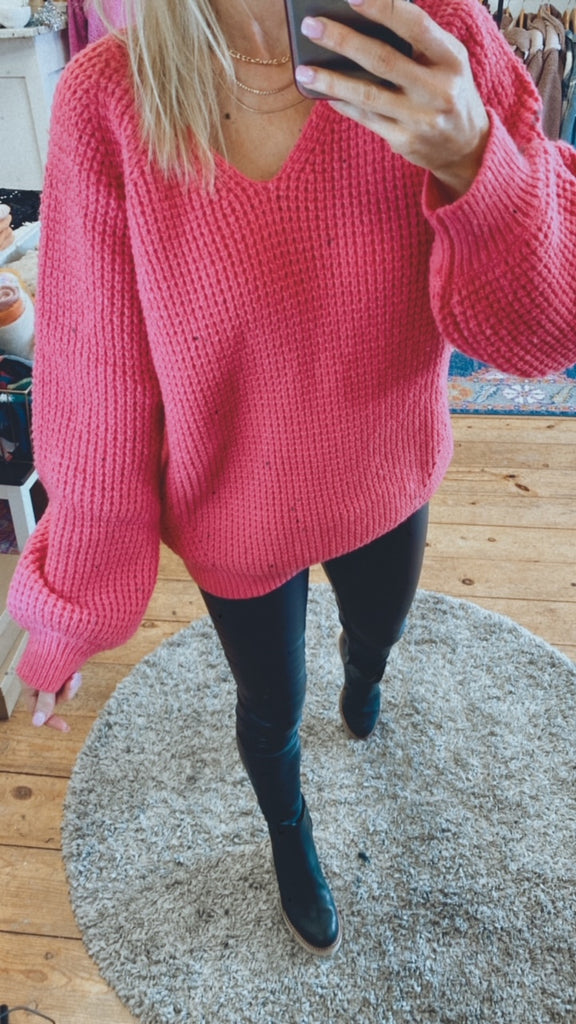 Sweet Kiss chunky sweater (bright pink)