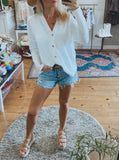 Gretta waffle weave top/cardigan (white)